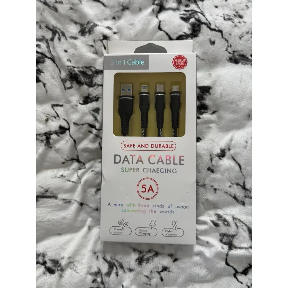 Data Cable 5A - 3 In 1 - Super Charging NEW